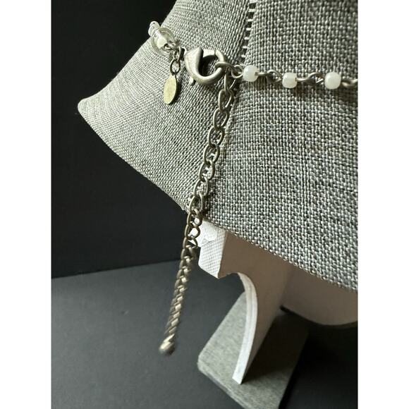 Chicos Chunky Beaded Necklace Silvertone Long Stackable Boho Statement Festival - Picture 5 of 9